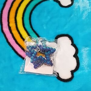 Iridescent Blue Star Beaded Hair Clip